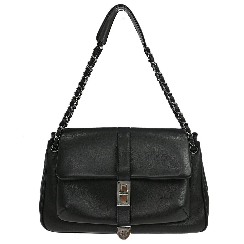 Chanel Vintage Mademoiselle Lock Accordion Flap Calfskin Leather